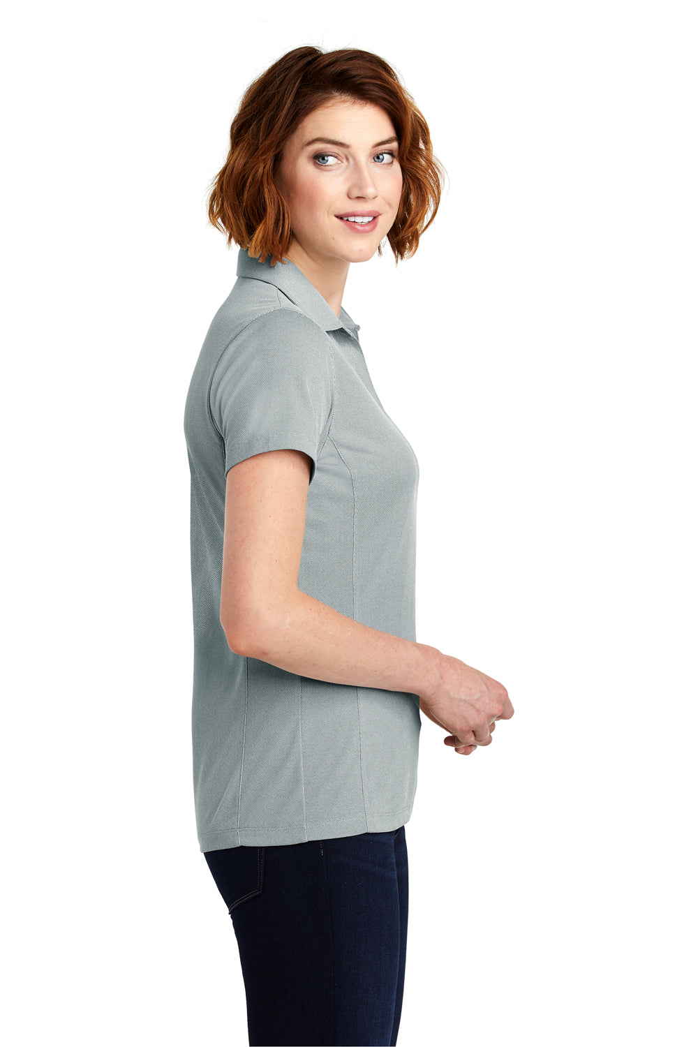 Port Authority LK582 Womens Oxford Moisture Wicking Short Sleeve Polo Shirt Gusty Grey Side