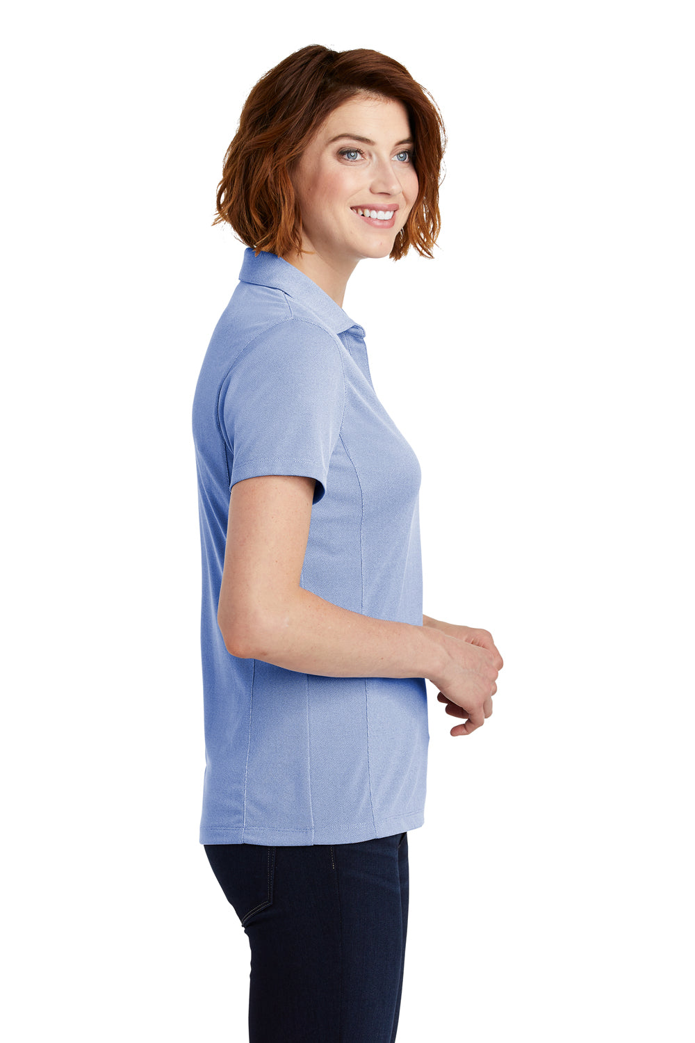 Port Authority LK582 Womens Oxford Moisture Wicking Short Sleeve Polo Shirt Royal Blue Side
