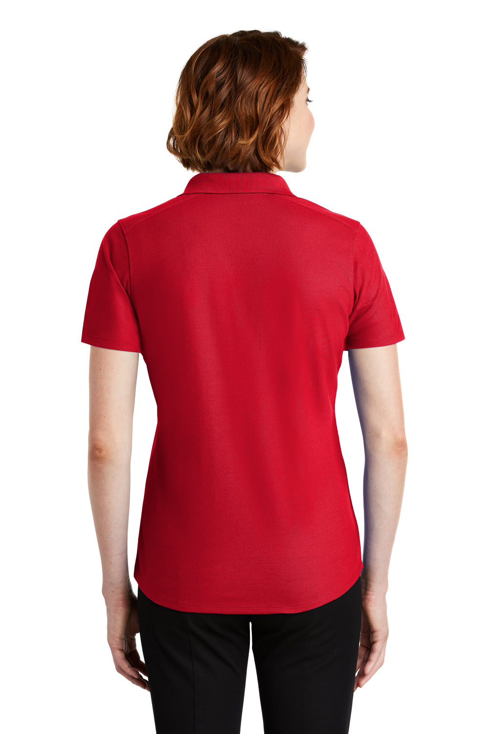 Port Authority LK600 Womens EZPerformance Moisture Wicking Short Sleeve Polo Shirt Red Back