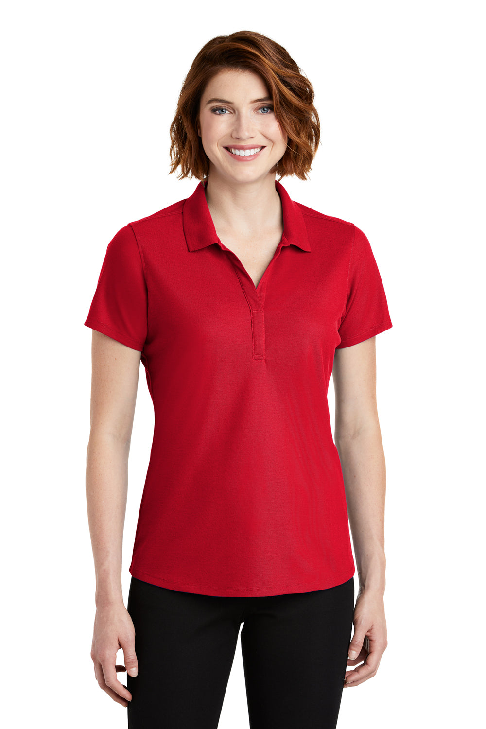 Port Authority LK600 Womens EZPerformance Moisture Wicking Short Sleeve Polo Shirt Red Front