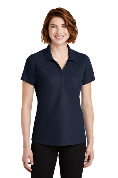Port Authority LK600 Womens EZPerformance Moisture Wicking Short Sleeve Polo Shirt Navy Blue Front