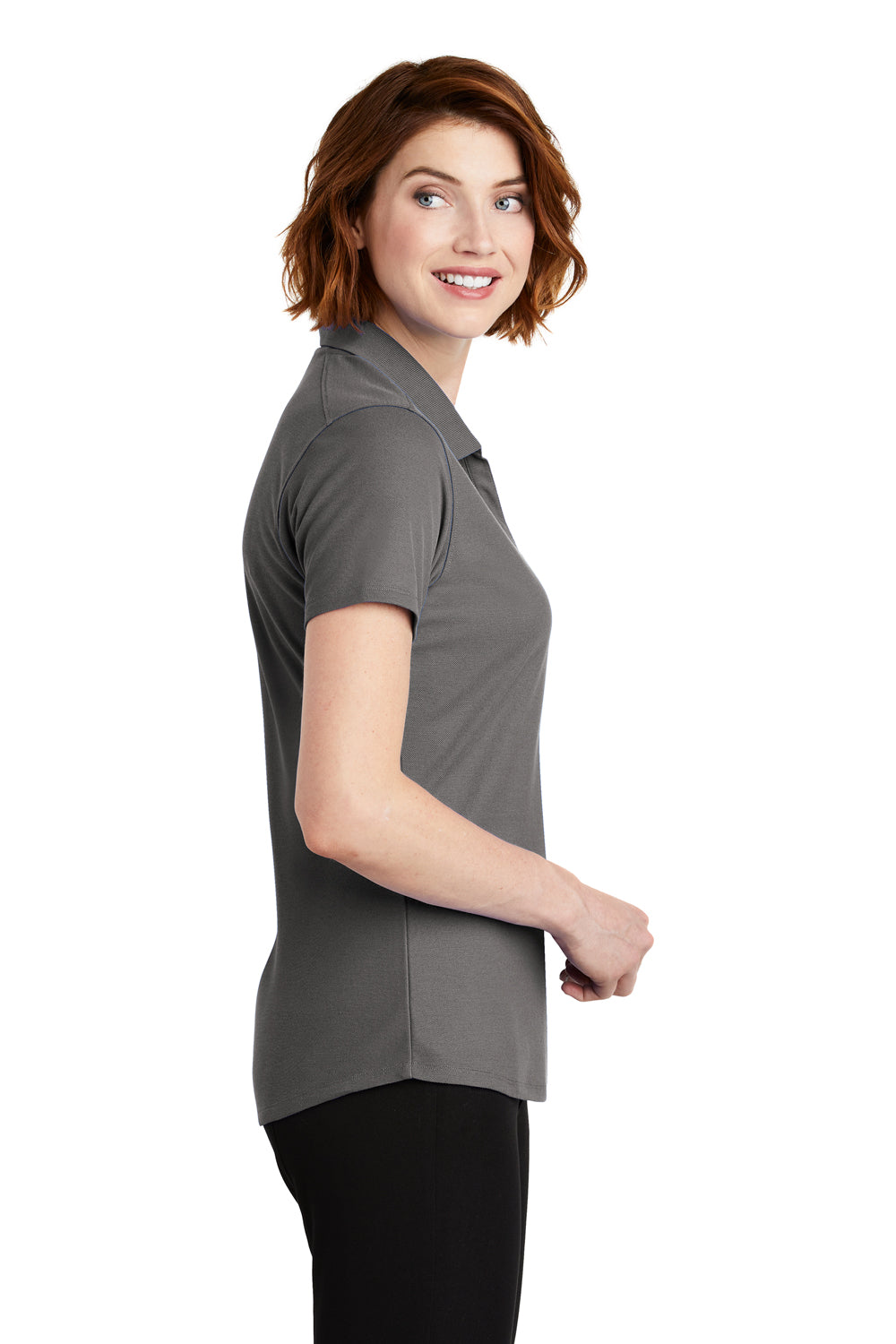 Port Authority LK600 Womens EZPerformance Moisture Wicking Short Sleeve Polo Shirt Sterling Grey Side