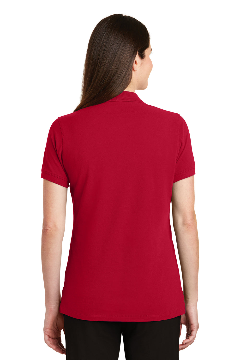 Port Authority LK8000 Womens Wrinkle Resistant Short Sleeve Polo Shirt Red Back