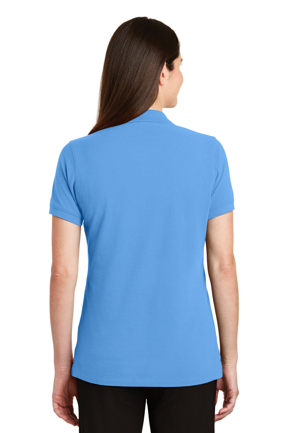 Port Authority LK8000 Womens Wrinkle Resistant Short Sleeve Polo Shirt Azure Blue Back