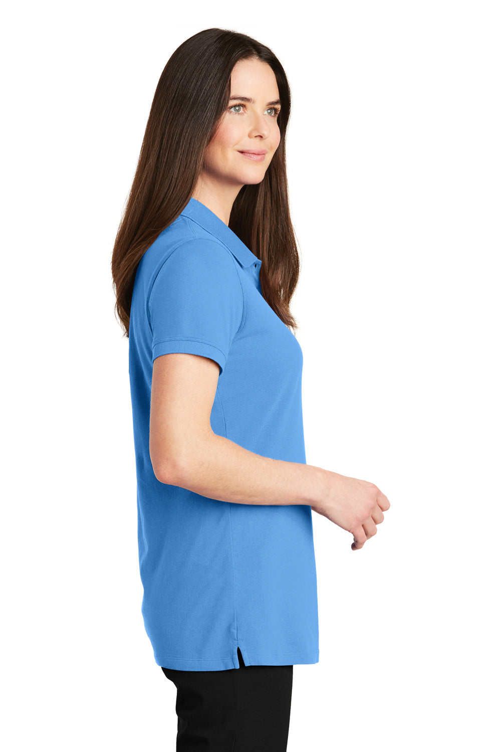 Port Authority LK8000 Womens Wrinkle Resistant Short Sleeve Polo Shirt Azure Blue Side