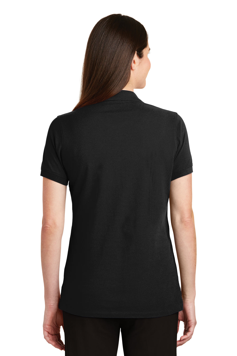 Port Authority LK8000 Womens Wrinkle Resistant Short Sleeve Polo Shirt Black Back