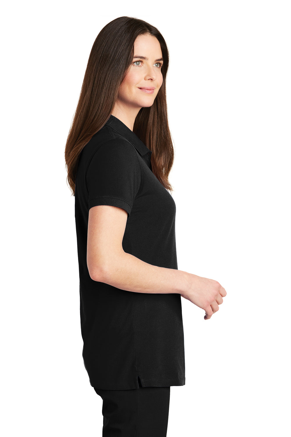 Port Authority LK8000 Womens Wrinkle Resistant Short Sleeve Polo Shirt Black Side