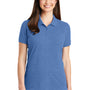 Port Authority Womens Wrinkle Resistant Short Sleeve Polo Shirt - Heather Blue - Closeout