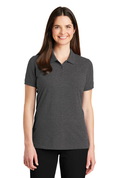 Port Authority LK8000 Womens Wrinkle Resistant Short Sleeve Polo Shirt Heather Charcoal Grey Front