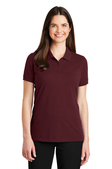 Port Authority LK8000 Womens Wrinkle Resistant Short Sleeve Polo Shirt Maroon Front