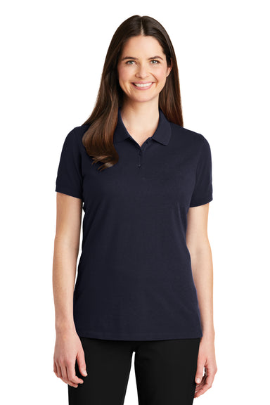 Port Authority LK8000 Womens Wrinkle Resistant Short Sleeve Polo Shirt Navy Blue Front