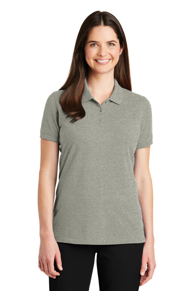 Port Authority LK8000 Womens Wrinkle Resistant Short Sleeve Polo Shirt Heather Oxford Grey Front