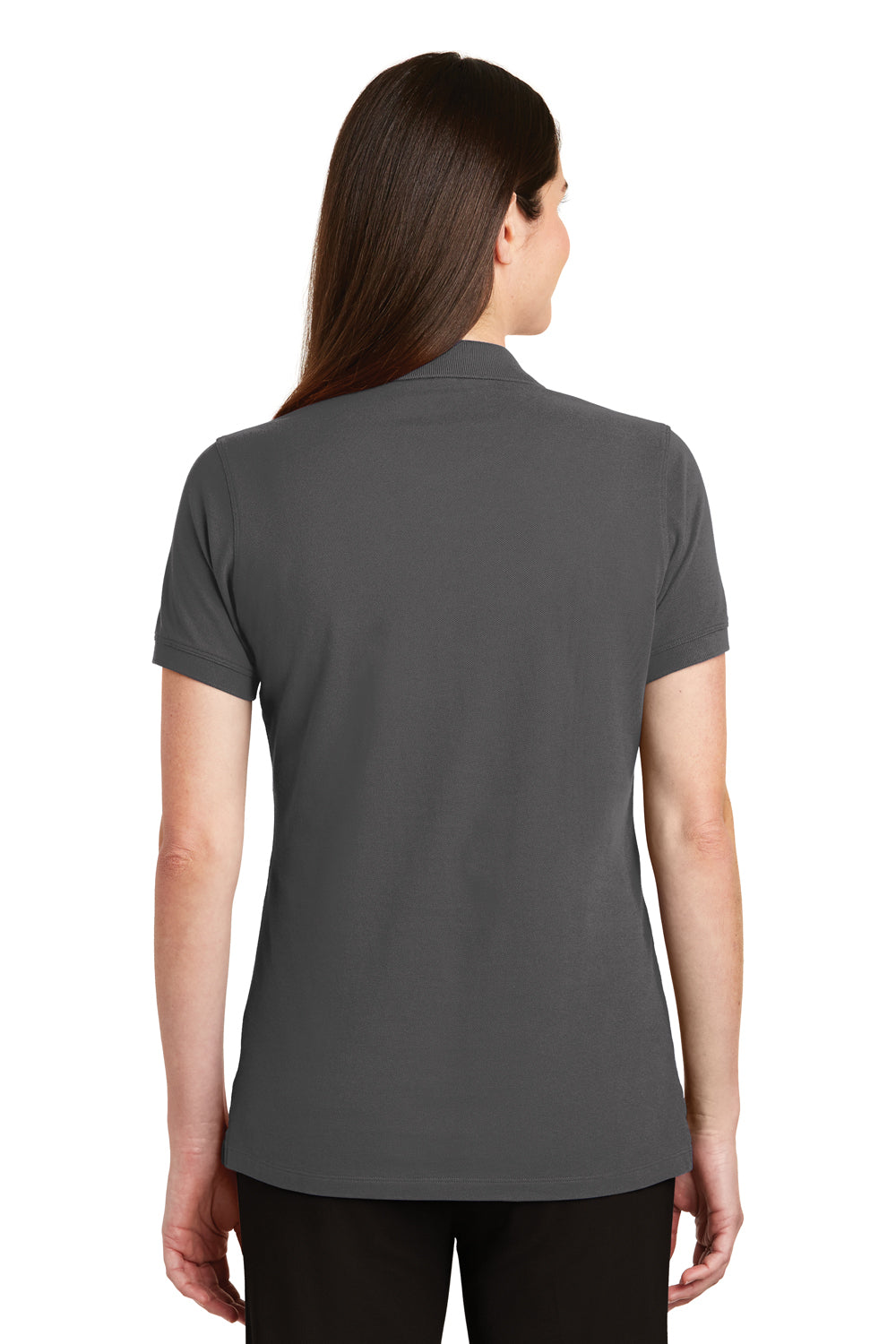 Port Authority LK8000 Womens Wrinkle Resistant Short Sleeve Polo Shirt Sterling Grey Back