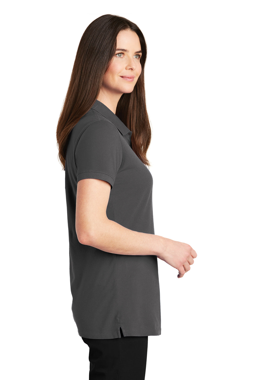 Port Authority LK8000 Womens Wrinkle Resistant Short Sleeve Polo Shirt Sterling Grey Side