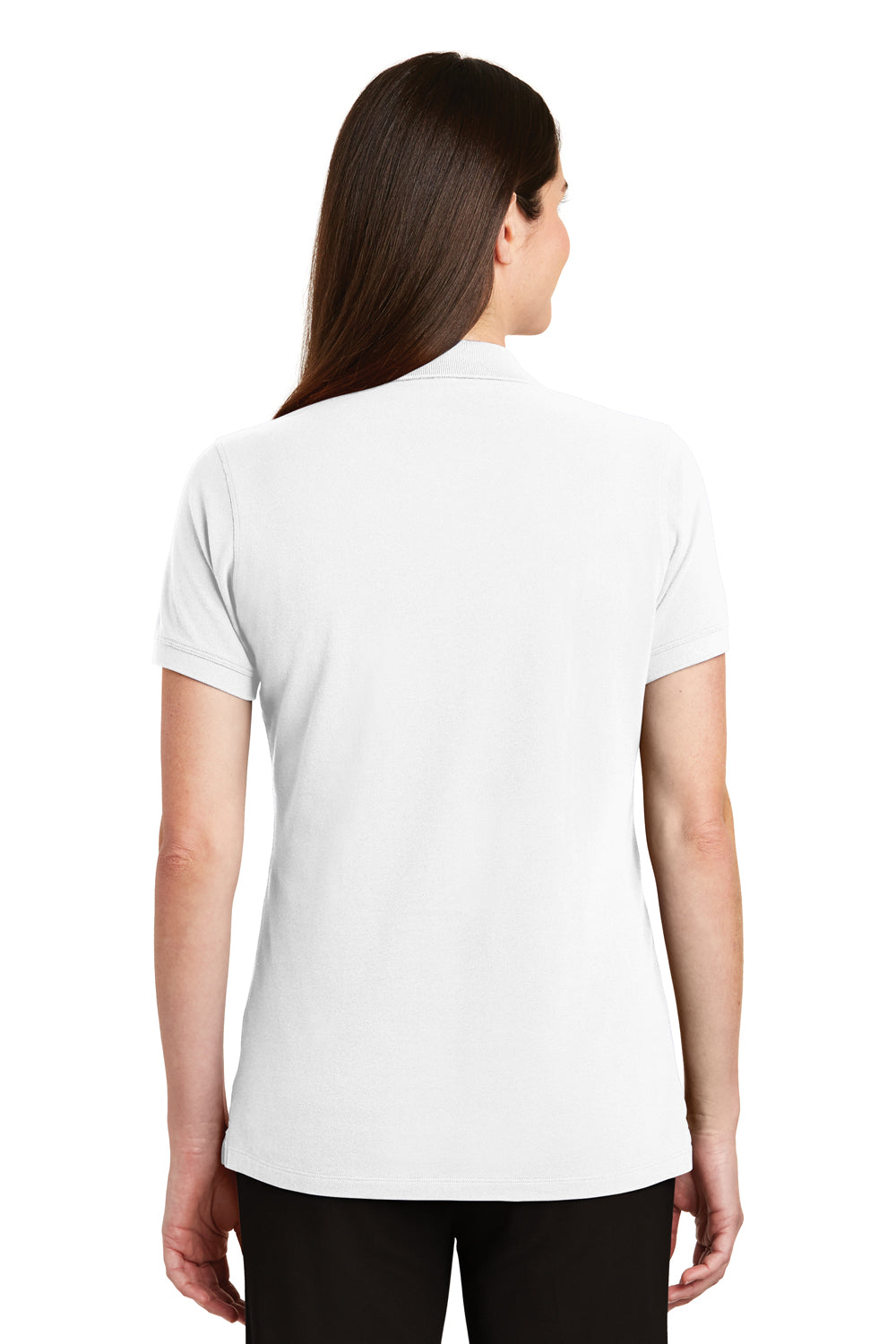 Port Authority LK8000 Womens Wrinkle Resistant Short Sleeve Polo Shirt White Back