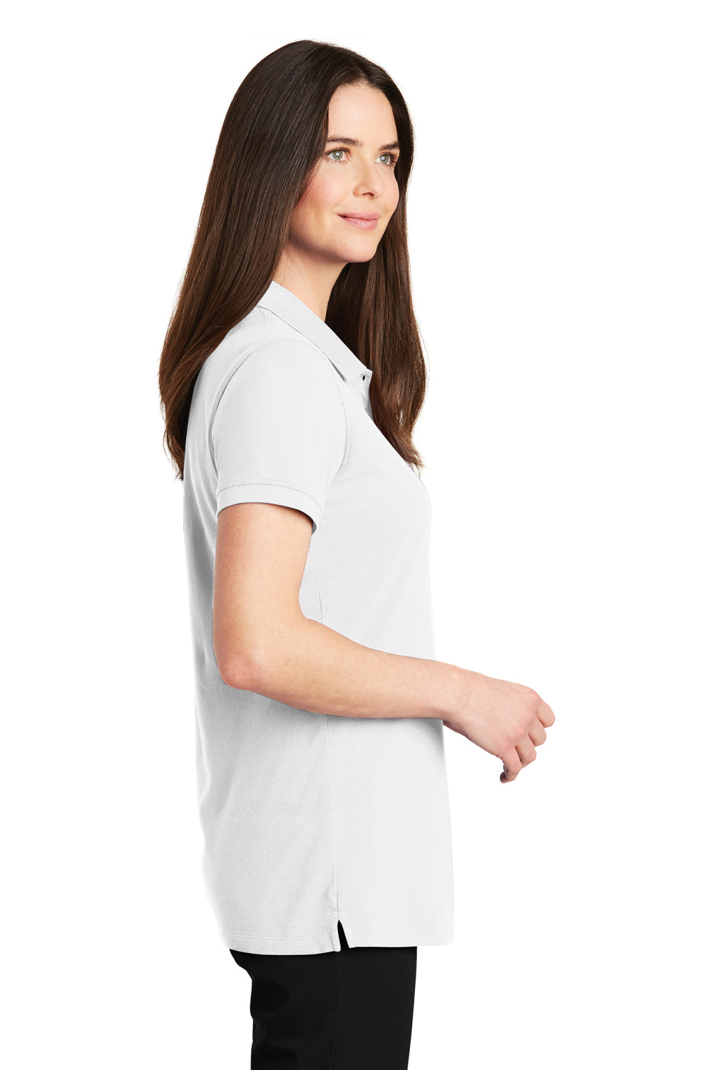 Port Authority LK8000 Womens Wrinkle Resistant Short Sleeve Polo Shirt White Side
