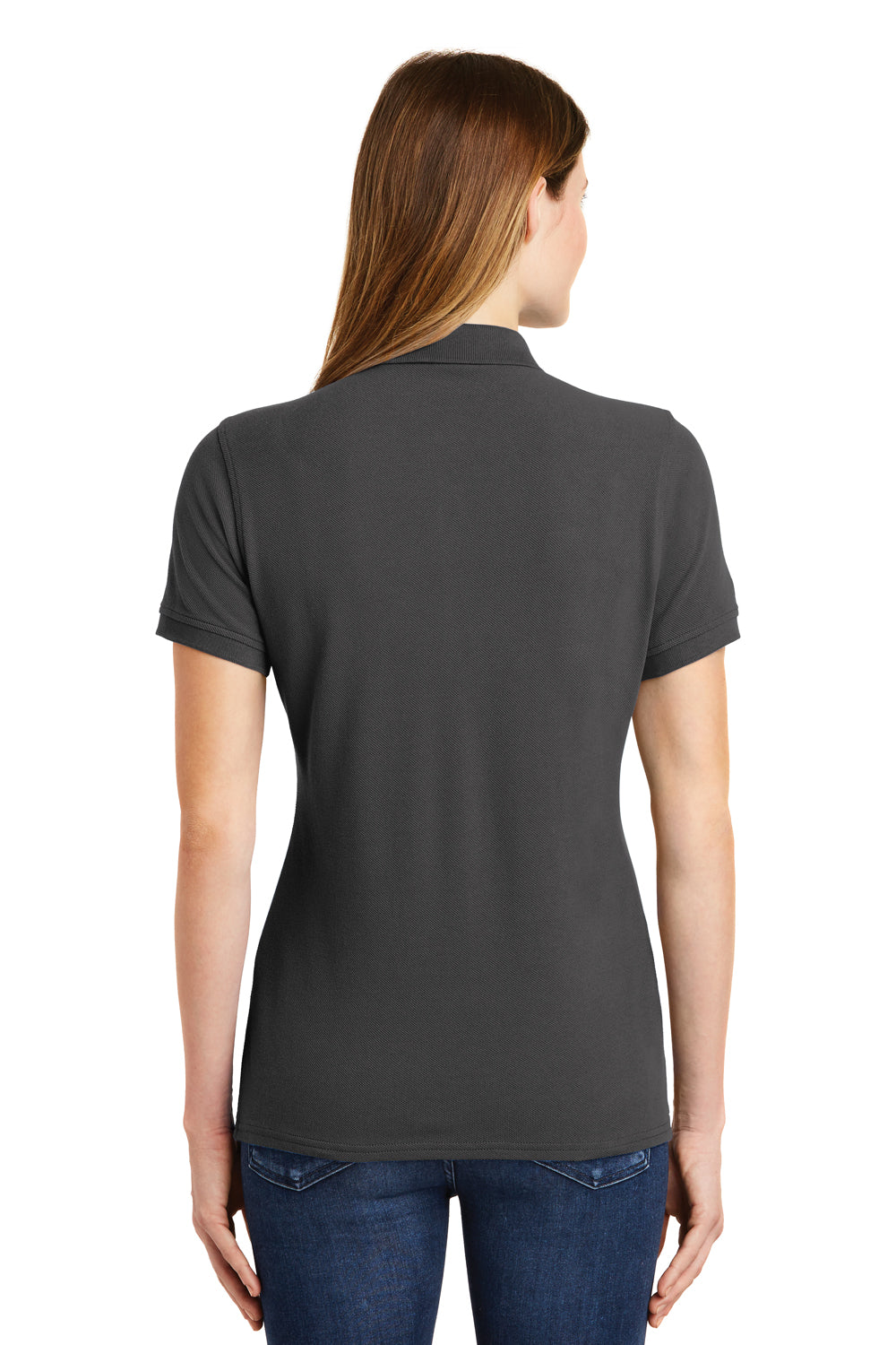 Port & Company LKP1500 Womens Stain Resistant Short Sleeve Polo Shirt Charcoal Grey Back
