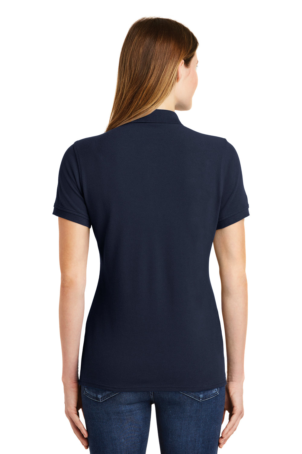 Port & Company LKP1500 Womens Stain Resistant Short Sleeve Polo Shirt Navy Blue Back