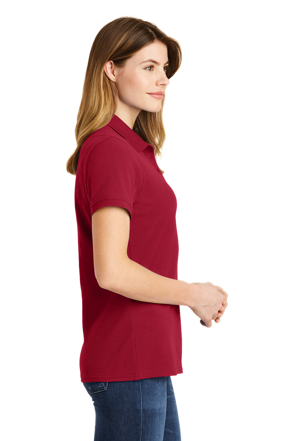 Port & Company LKP1500 Womens Stain Resistant Short Sleeve Polo Shirt Red Side