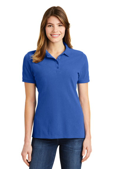 Port & Company LKP1500 Womens Stain Resistant Short Sleeve Polo Shirt Royal Blue Front