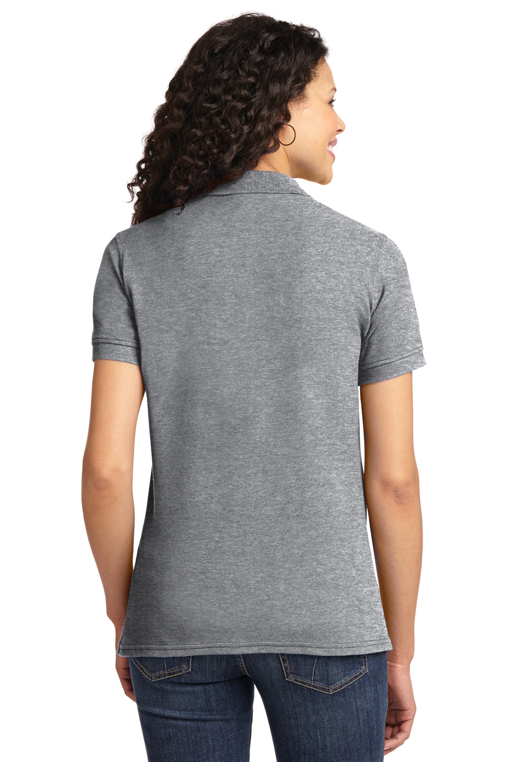 Port & Company LKP155 Womens Core Stain Resistant Short Sleeve Polo Shirt Heather Grey Back