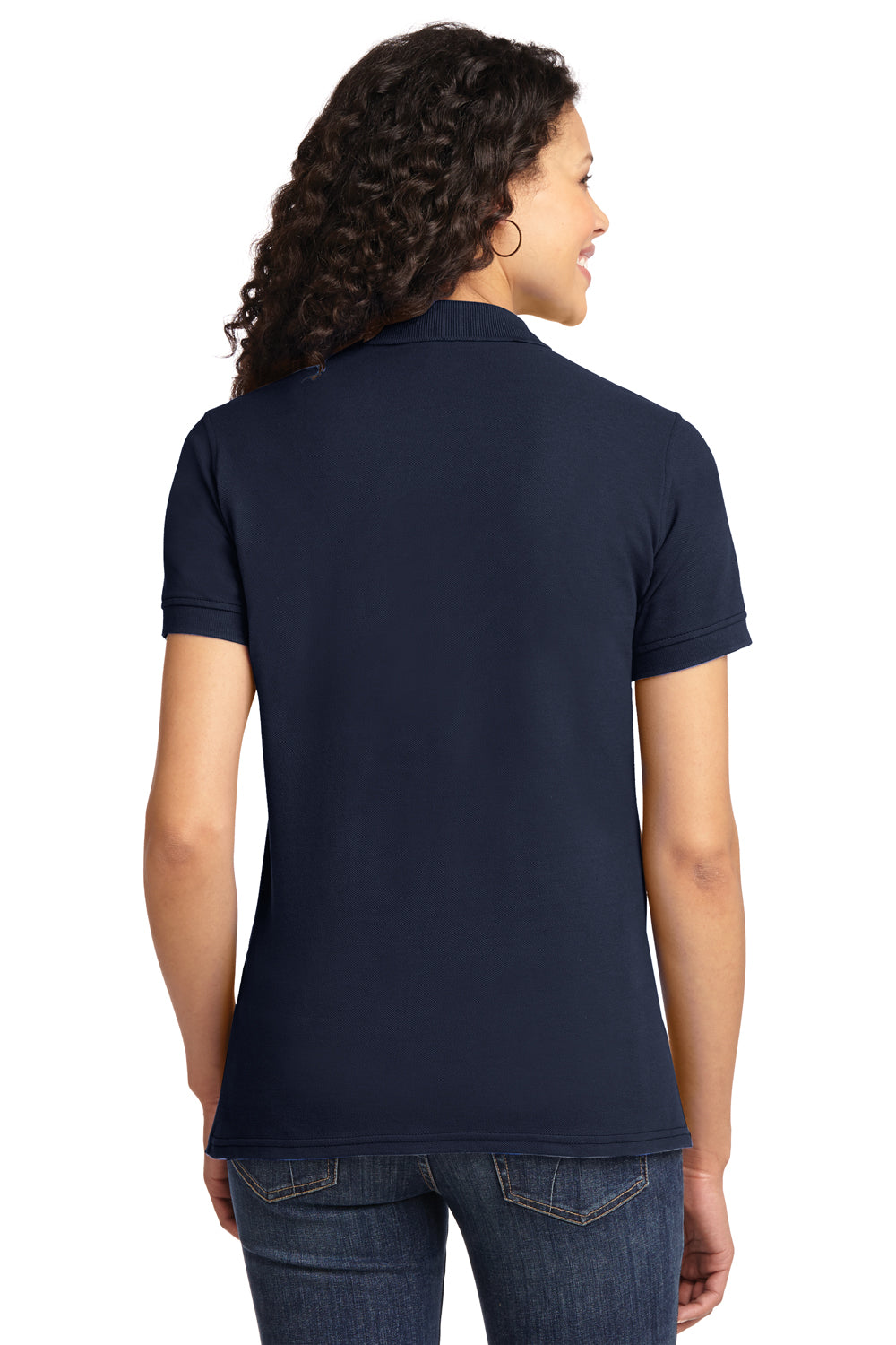 Port & Company LKP155 Womens Core Stain Resistant Short Sleeve Polo Shirt Navy Blue Back