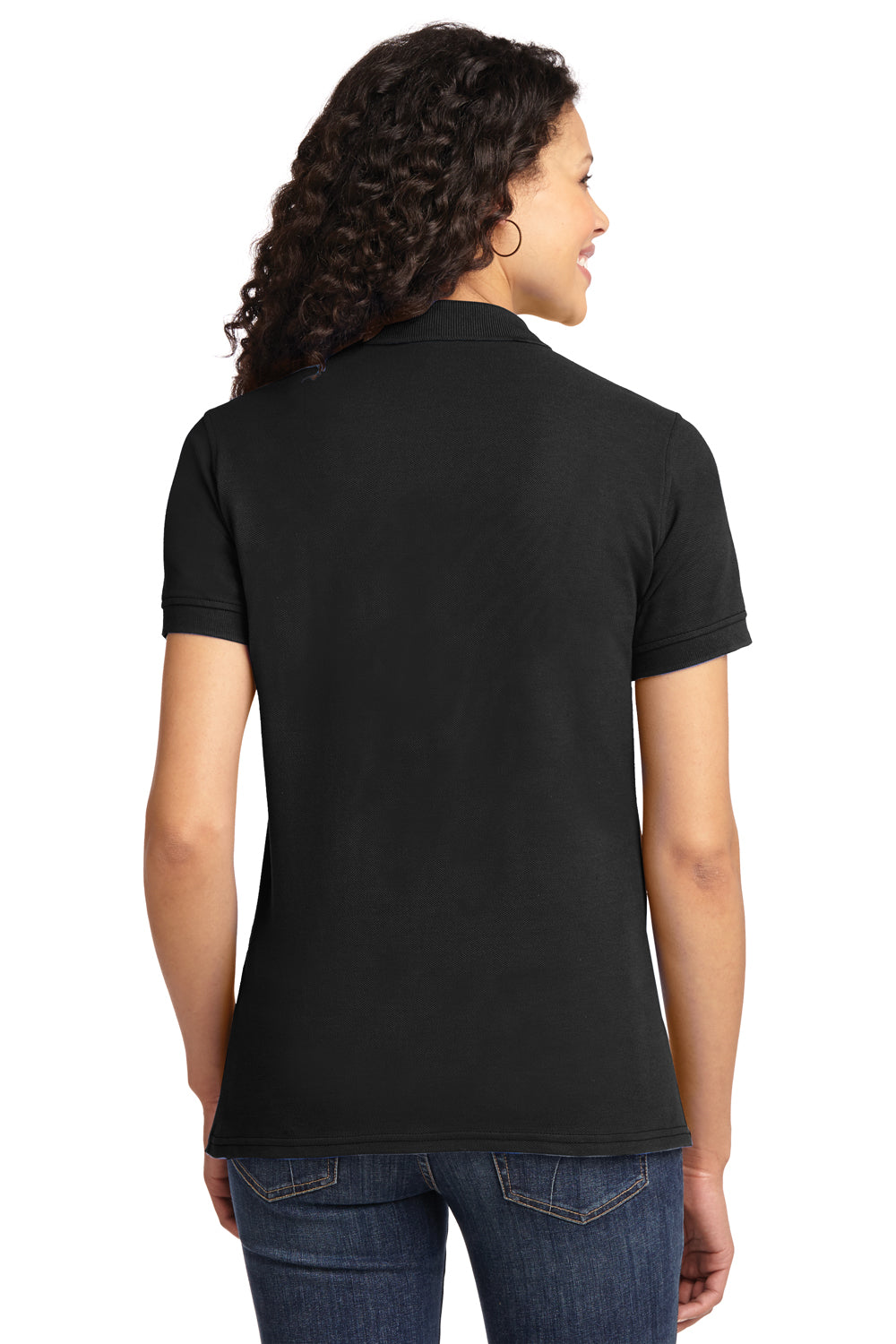 Port & Company LKP155 Womens Core Stain Resistant Short Sleeve Polo Shirt Black Back