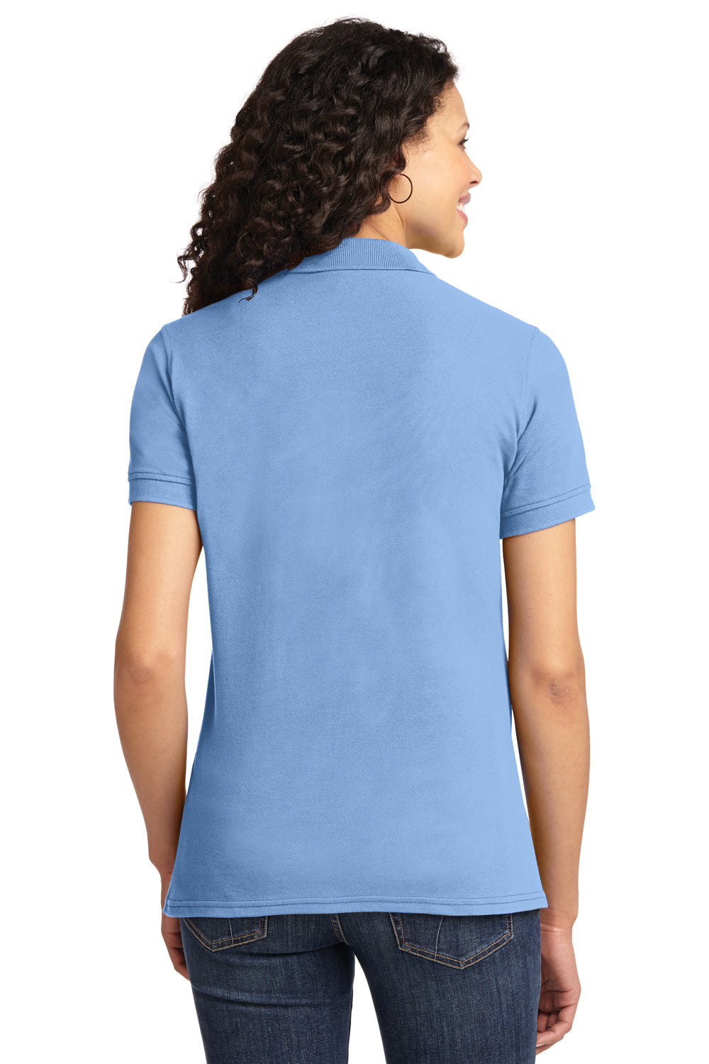 Port & Company LKP155 Womens Core Stain Resistant Short Sleeve Polo Shirt Light Blue Back