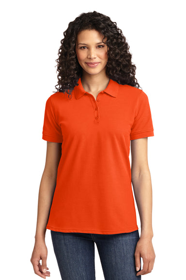 Port & Company LKP155 Womens Core Stain Resistant Short Sleeve Polo Shirt Orange Front