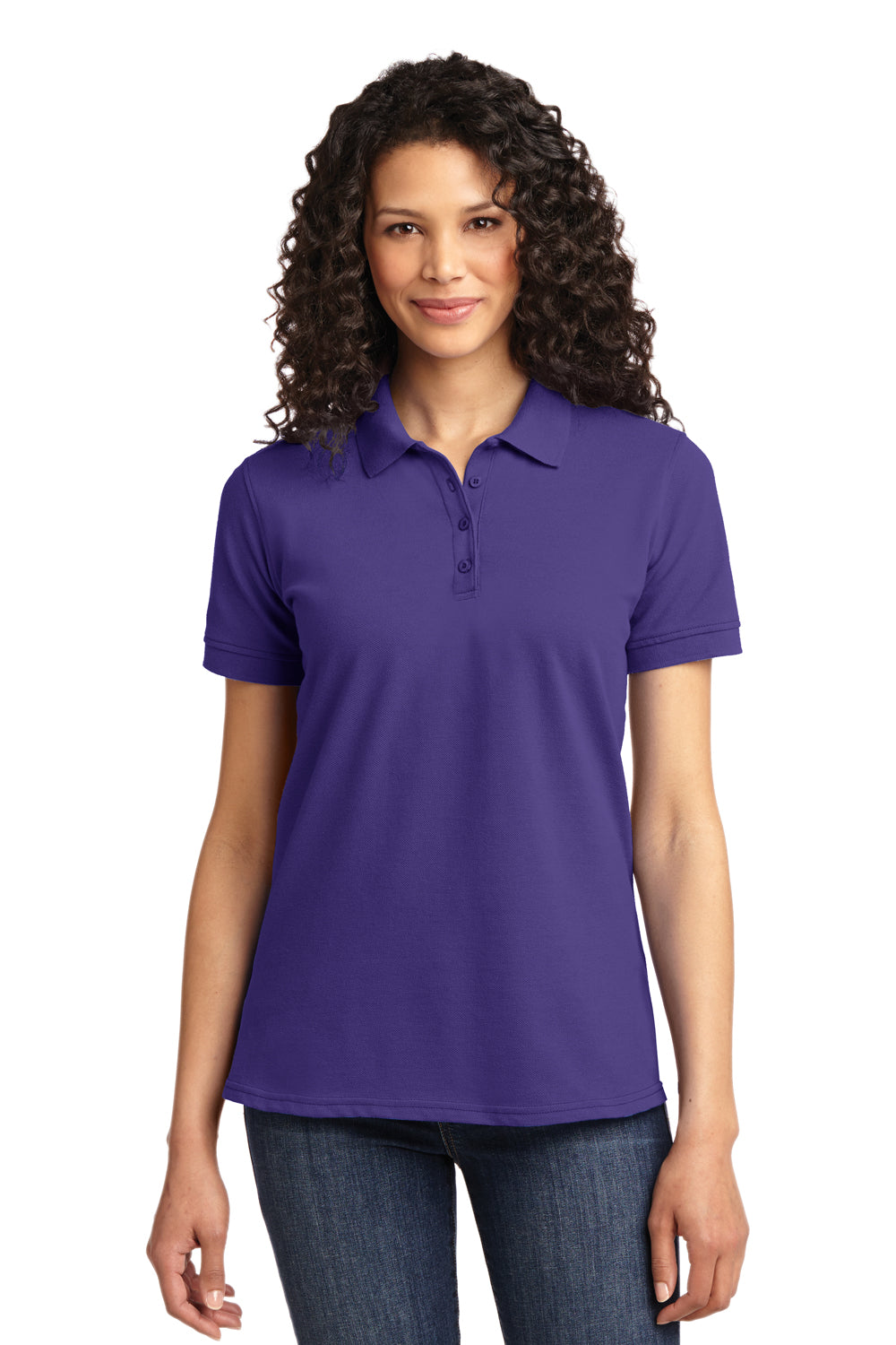 Port & Company LKP155 Womens Core Stain Resistant Short Sleeve Polo Shirt Purple Front
