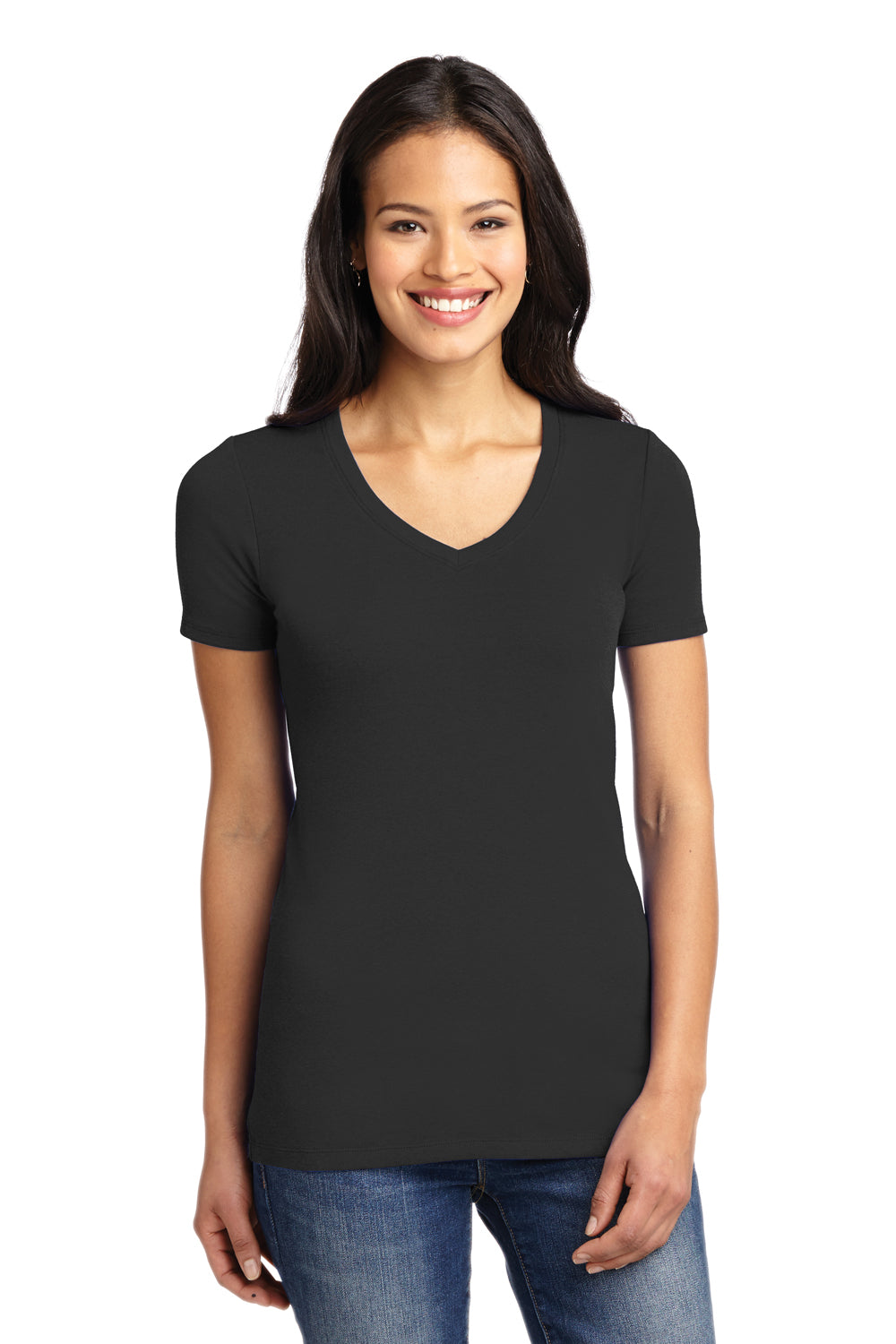 Port Authority LM1005 Womens Concept Short Sleeve V-Neck T-Shirt Black Front