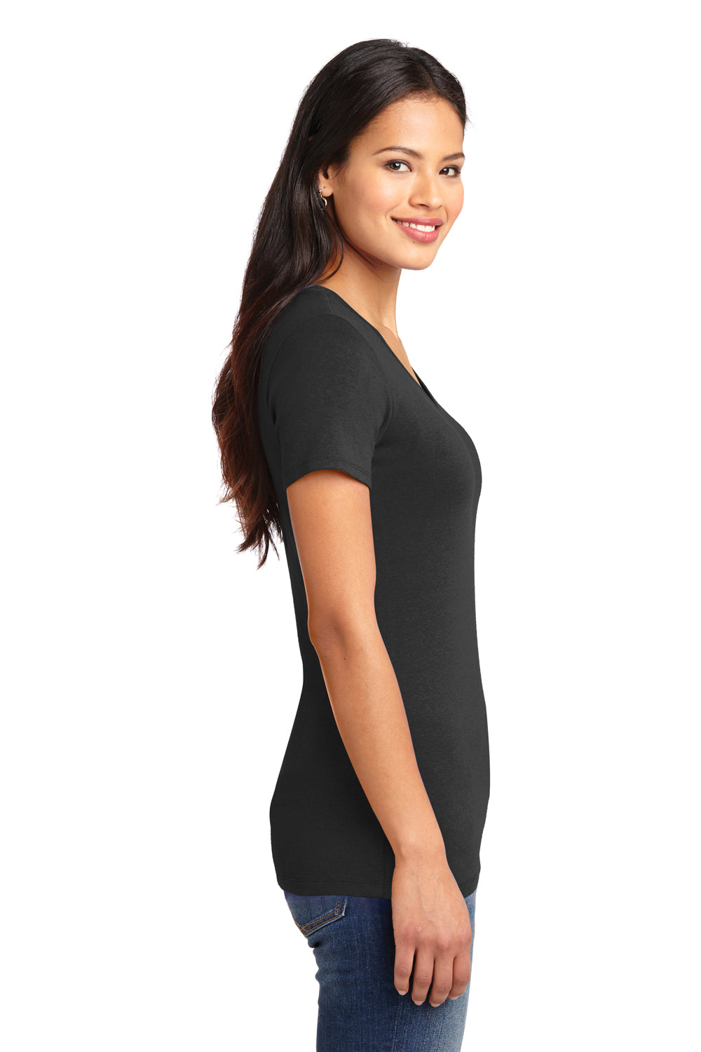 Port Authority LM1005 Womens Concept Short Sleeve V-Neck T-Shirt Black Side