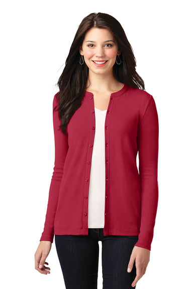 Port Authority LM1008 Womens Concept Long Sleeve Cardigan Sweater Red Front