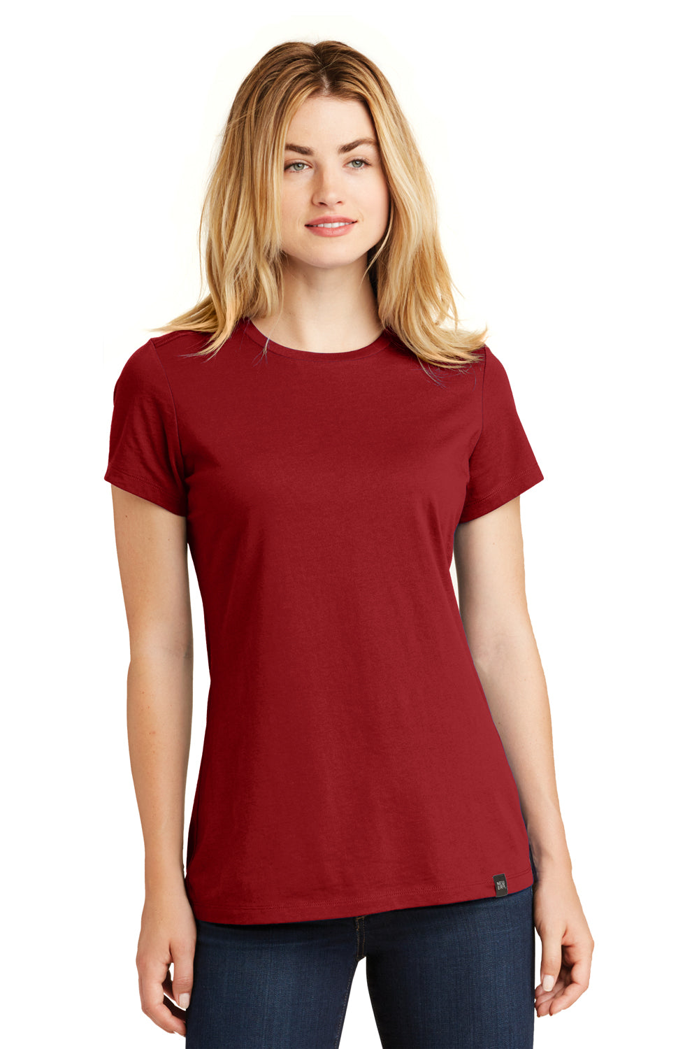 New Era LNEA100 Womens Heritage Short Sleeve Crewneck T-Shirt Crimson Red Front