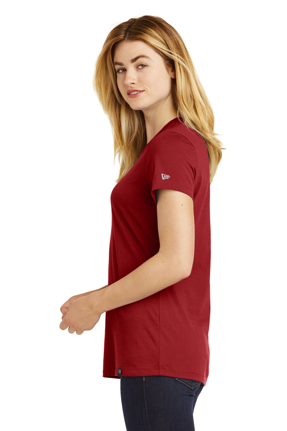 New Era LNEA100 Womens Heritage Short Sleeve Crewneck T-Shirt Crimson Red Side
