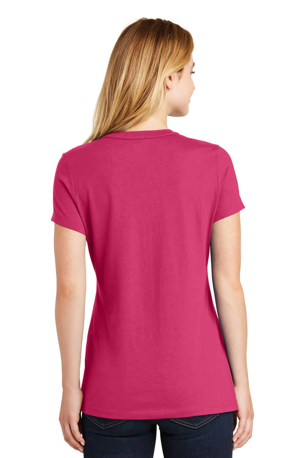 New Era LNEA100 Womens Heritage Short Sleeve Crewneck T-Shirt Deep Pink Back