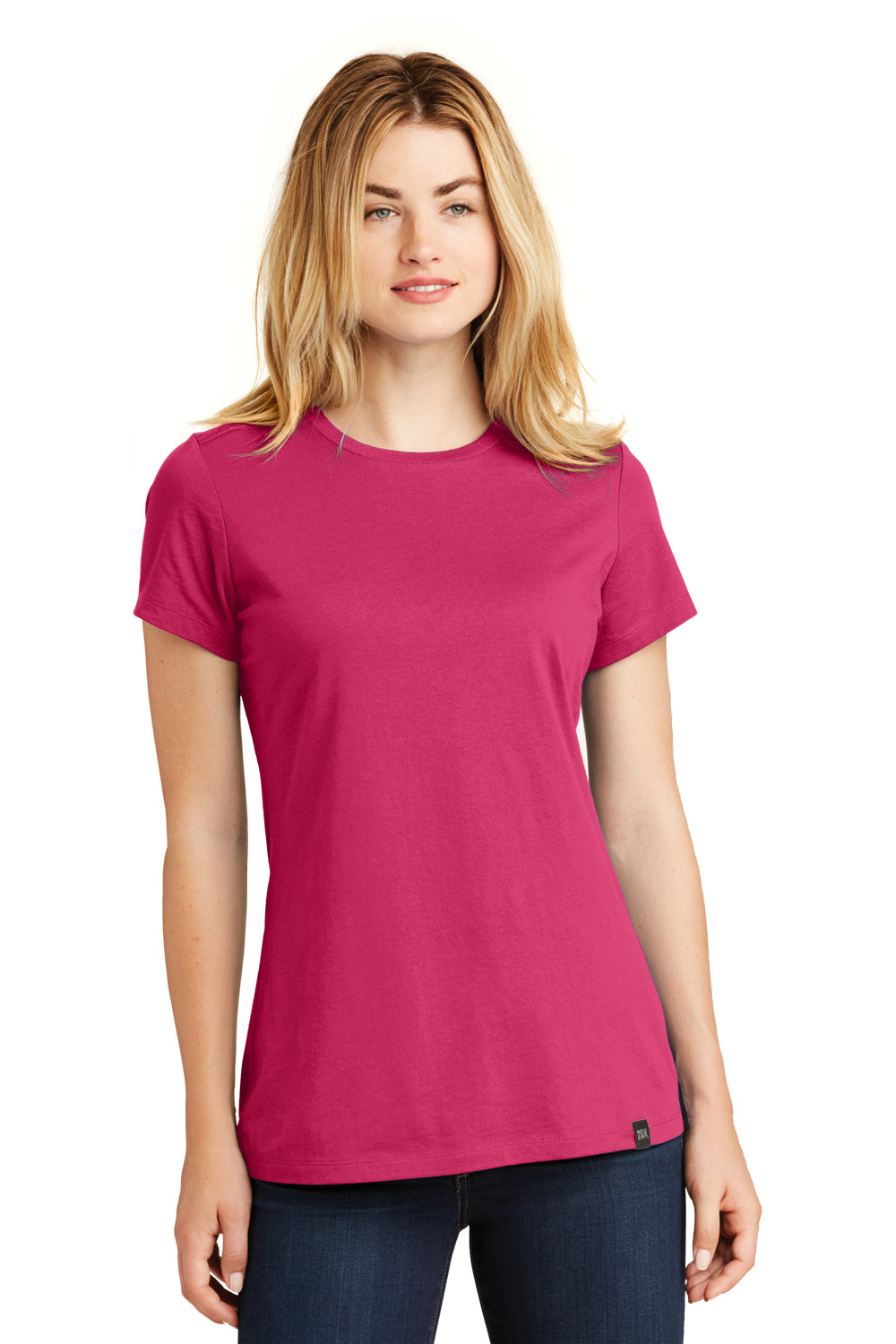 New Era LNEA100 Womens Heritage Short Sleeve Crewneck T-Shirt Deep Pink Front