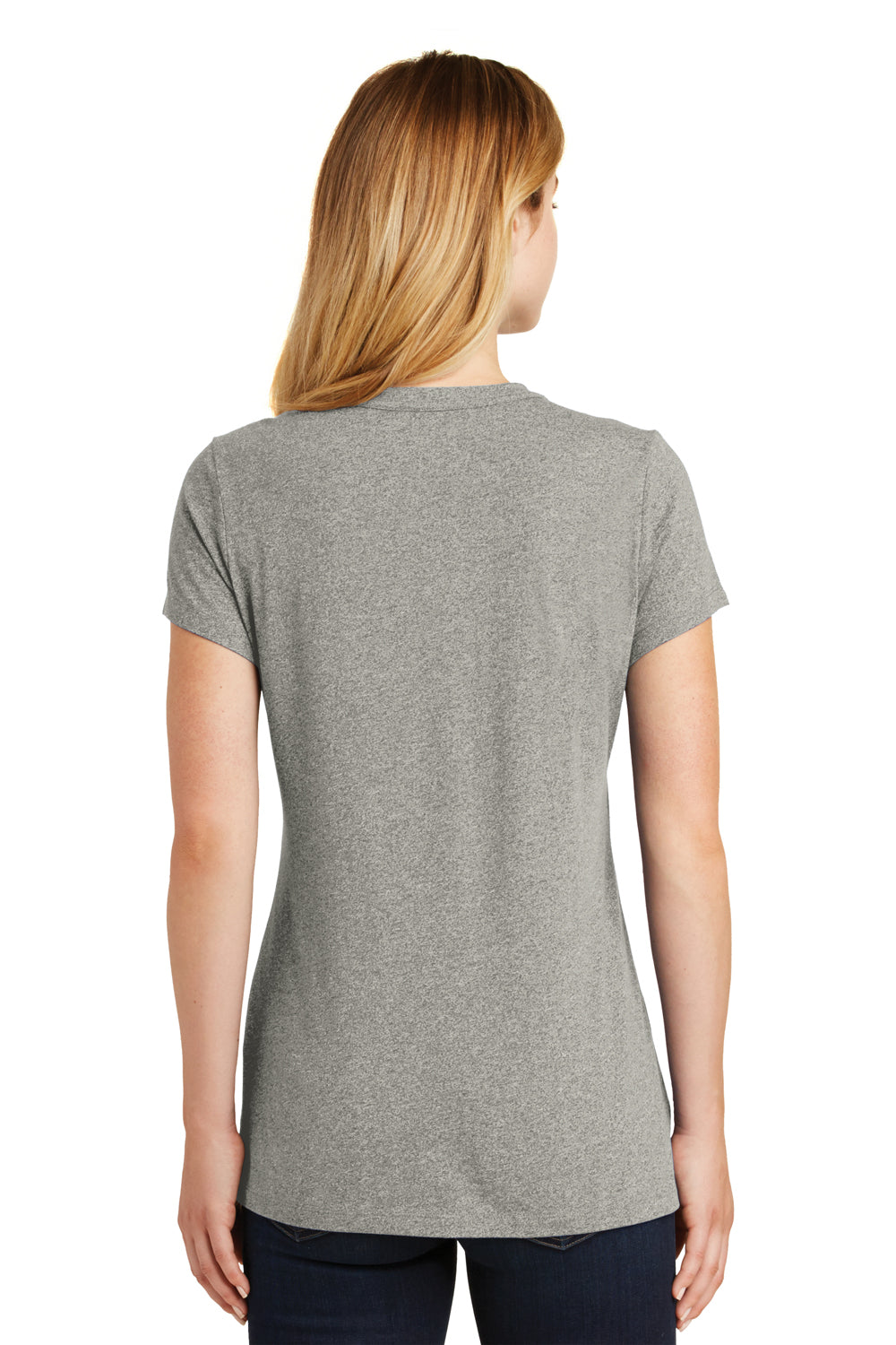 New Era LNEA100 Womens Heritage Short Sleeve Crewneck T-Shirt Heather Rainstorm Grey Back