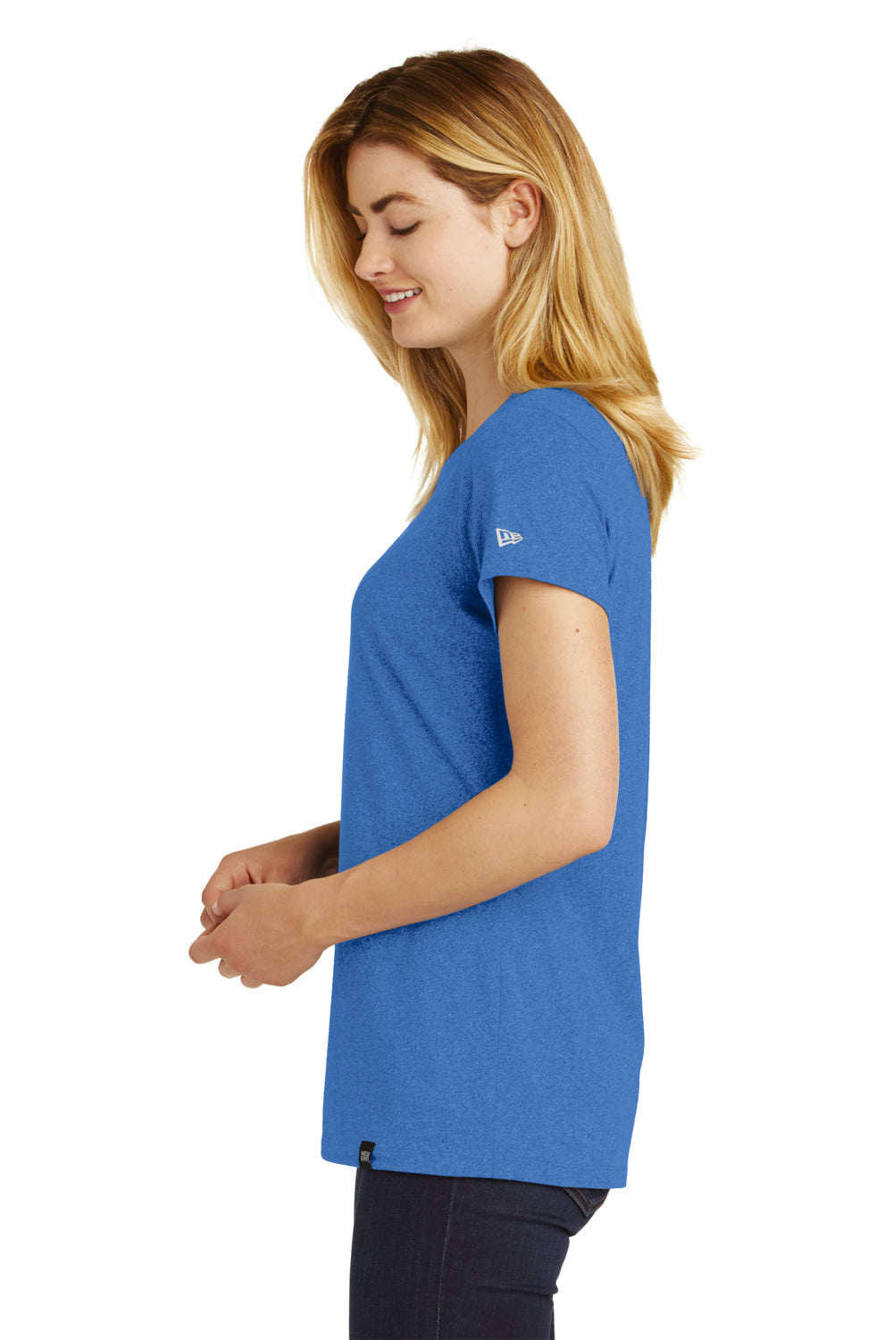 New Era LNEA100 Womens Heritage Short Sleeve Crewneck T-Shirt Heather Royal Blue Side