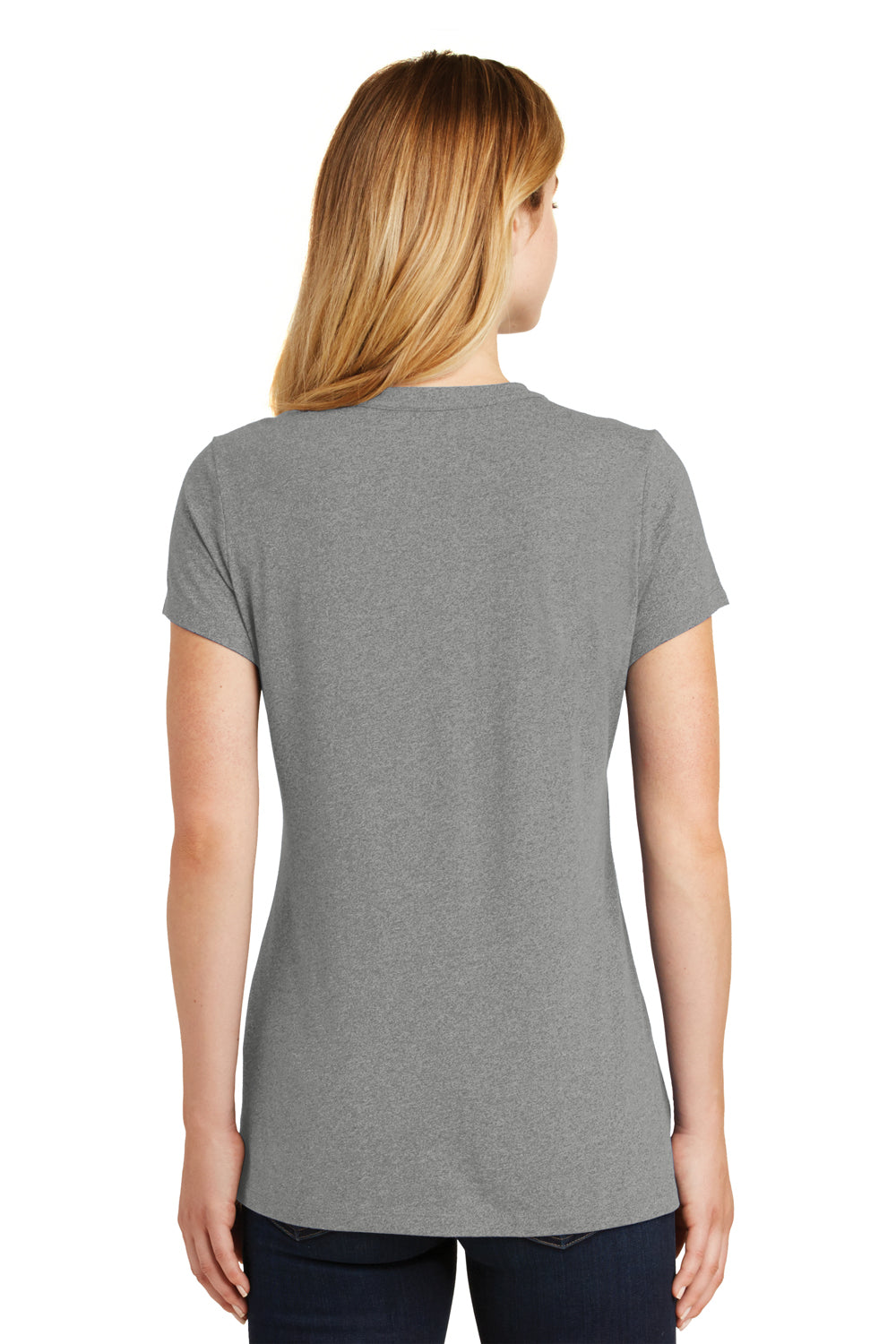 New Era LNEA100 Womens Heritage Short Sleeve Crewneck T-Shirt Heather Shadow Grey Back