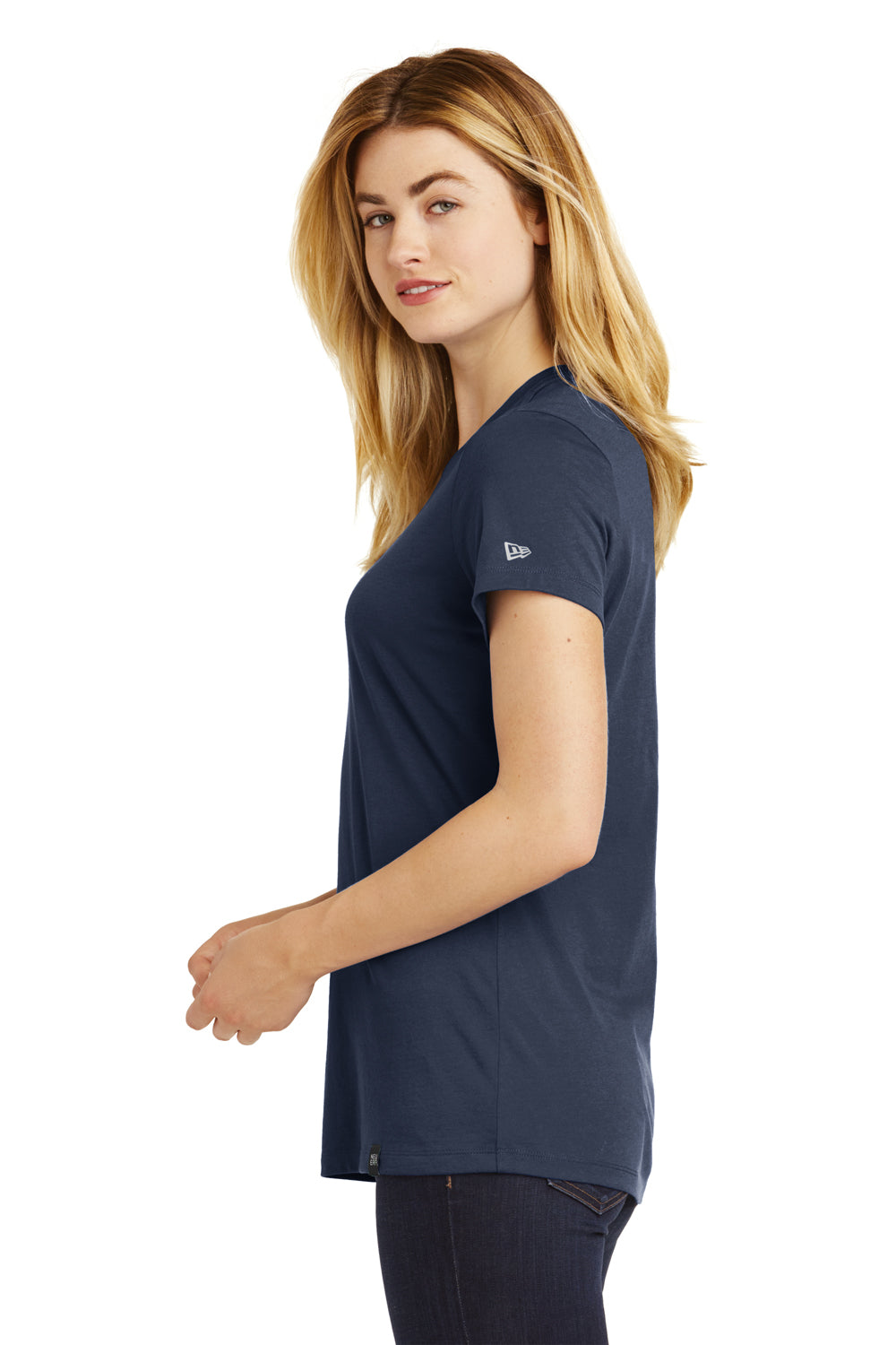 New Era LNEA100 Womens Heritage Short Sleeve Crewneck T-Shirt Navy Blue Side