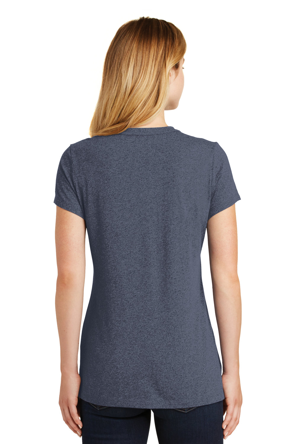 New Era LNEA100 Womens Heritage Short Sleeve Crewneck T-Shirt Heather Navy Blue Back