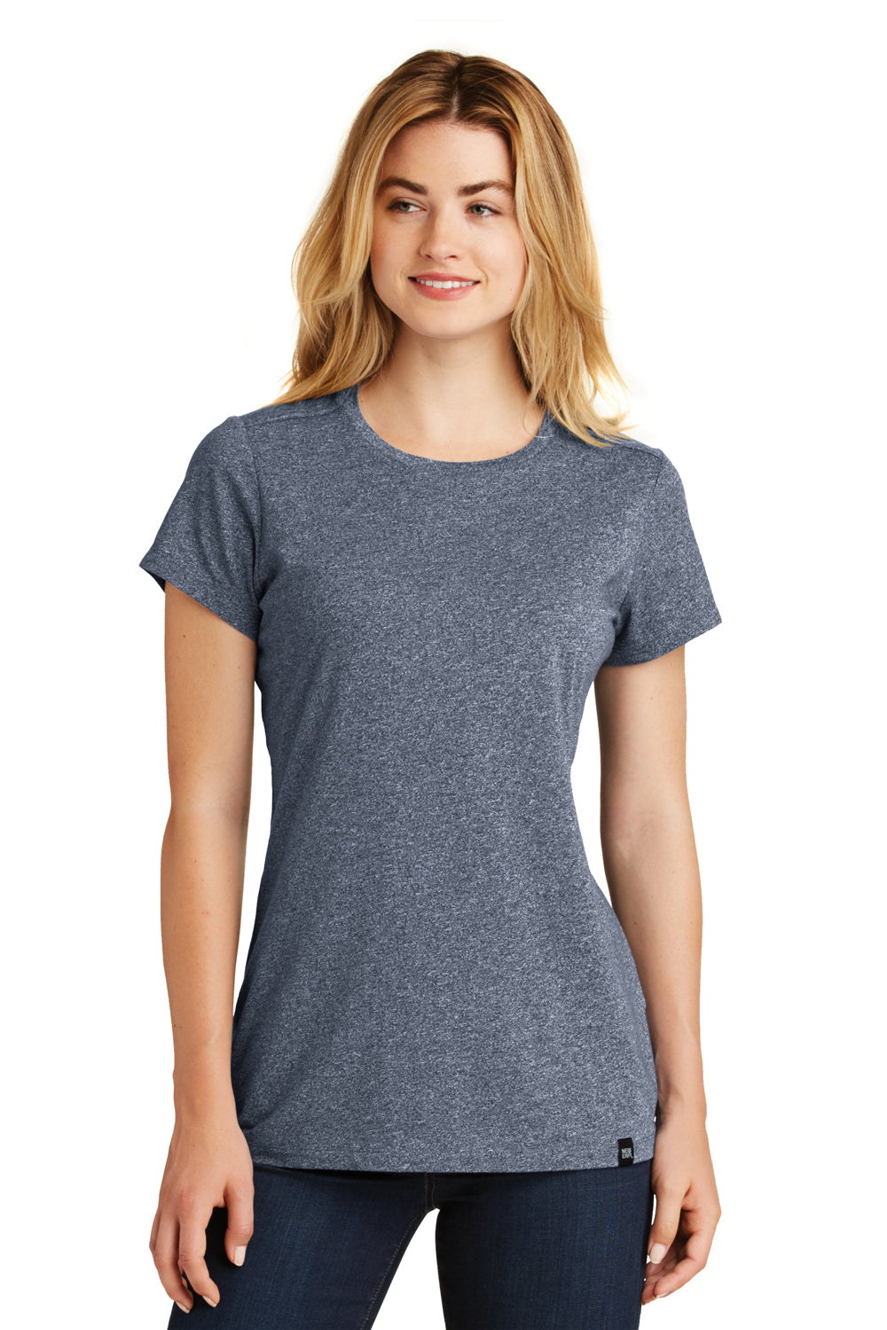 New Era LNEA100 Womens Heritage Short Sleeve Crewneck T-Shirt Navy Blue Twist Front