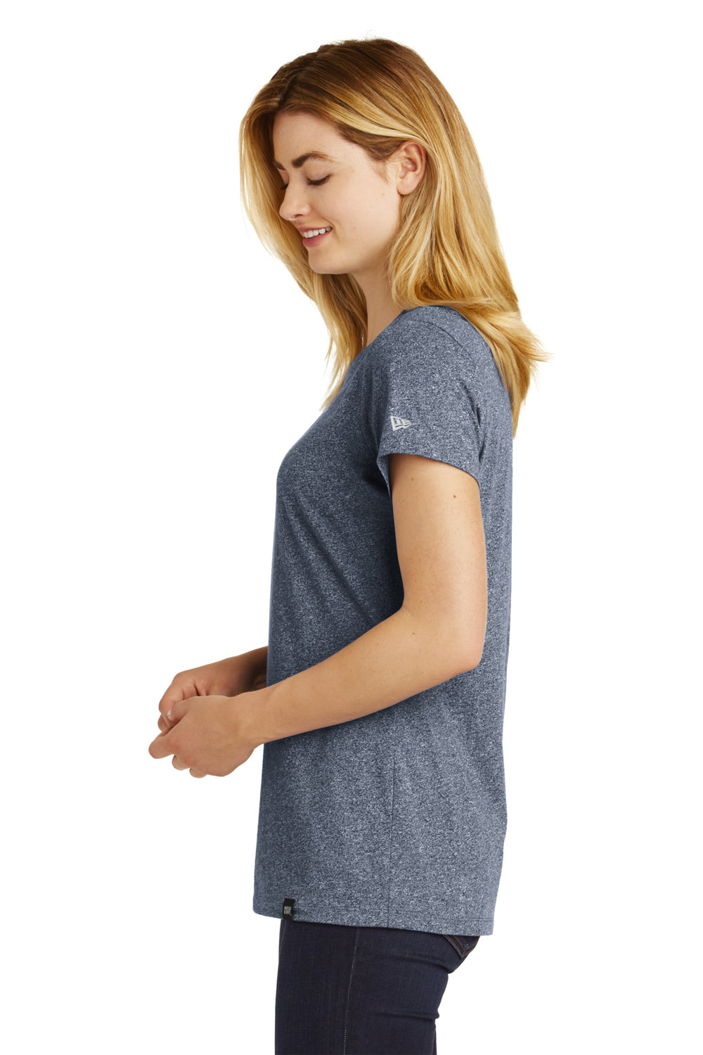 New Era LNEA100 Womens Heritage Short Sleeve Crewneck T-Shirt Navy Blue Twist Side