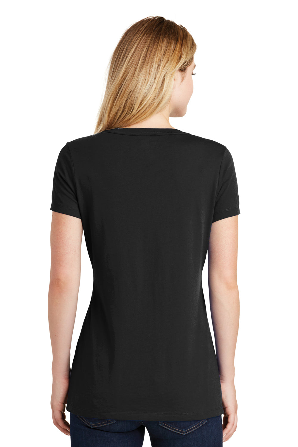 New Era LNEA101 Womens Heritage Short Sleeve V-Neck T-Shirt Black Back