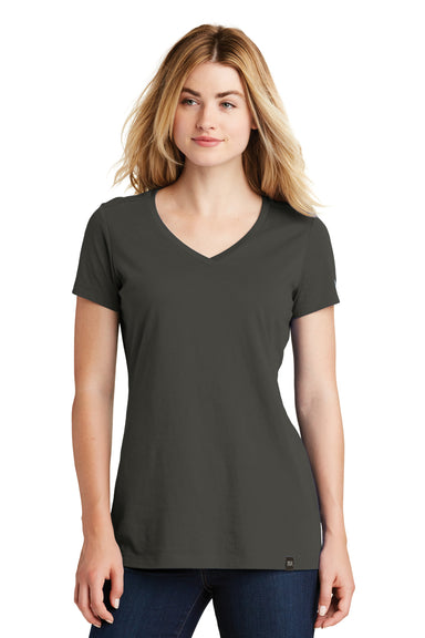 New Era LNEA101 Womens Heritage Short Sleeve V-Neck T-Shirt Graphite Grey Front