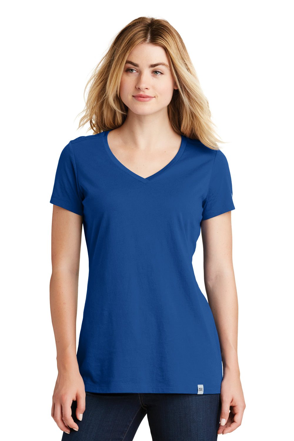 New Era LNEA101 Womens Heritage Short Sleeve V-Neck T-Shirt Royal Blue Front