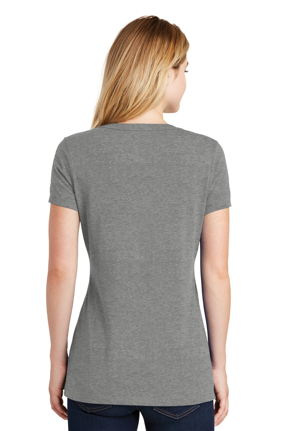 New Era LNEA101 Womens Heritage Short Sleeve V-Neck T-Shirt Heather Shadow Grey Back