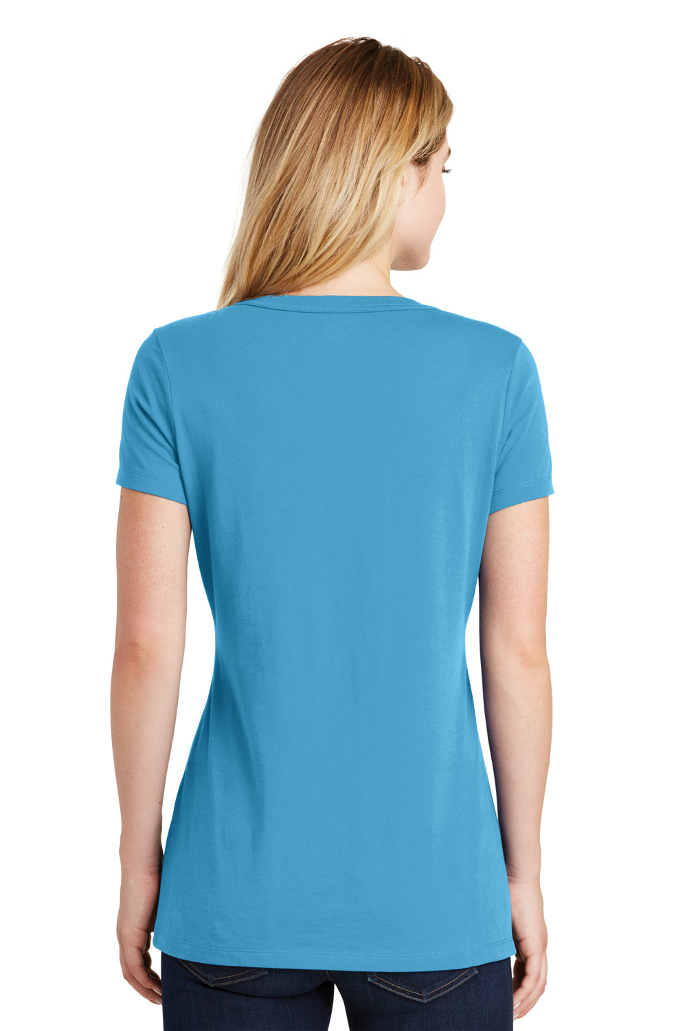 New Era LNEA101 Womens Heritage Short Sleeve V-Neck T-Shirt Sky Blue Back