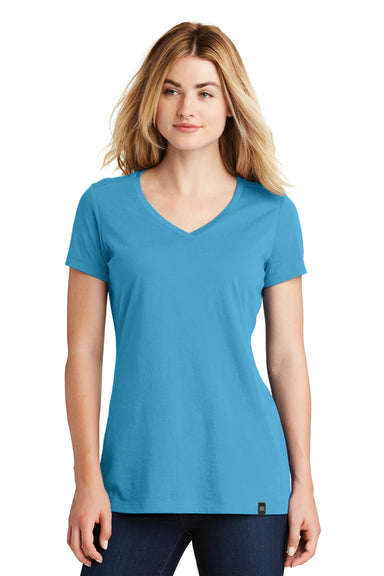New Era LNEA101 Womens Heritage Short Sleeve V-Neck T-Shirt Sky Blue Front